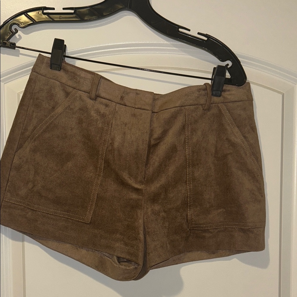 BCBGMaxAzria High Waist Brown Suede Shorts
